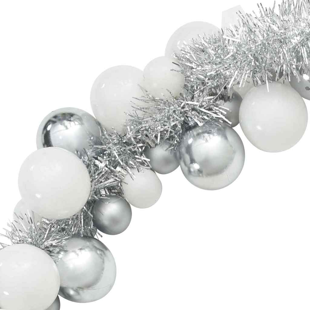 vidaXL Christmas Ball Garland White and Silver 186 cm Polystyrene