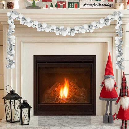 vidaXL Christmas Ball Garland White and Silver 186 cm Polystyrene