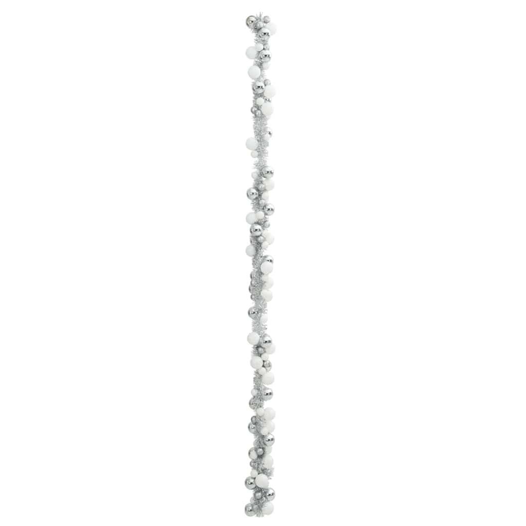 vidaXL Christmas Ball Garland White and Silver 186 cm Polystyrene