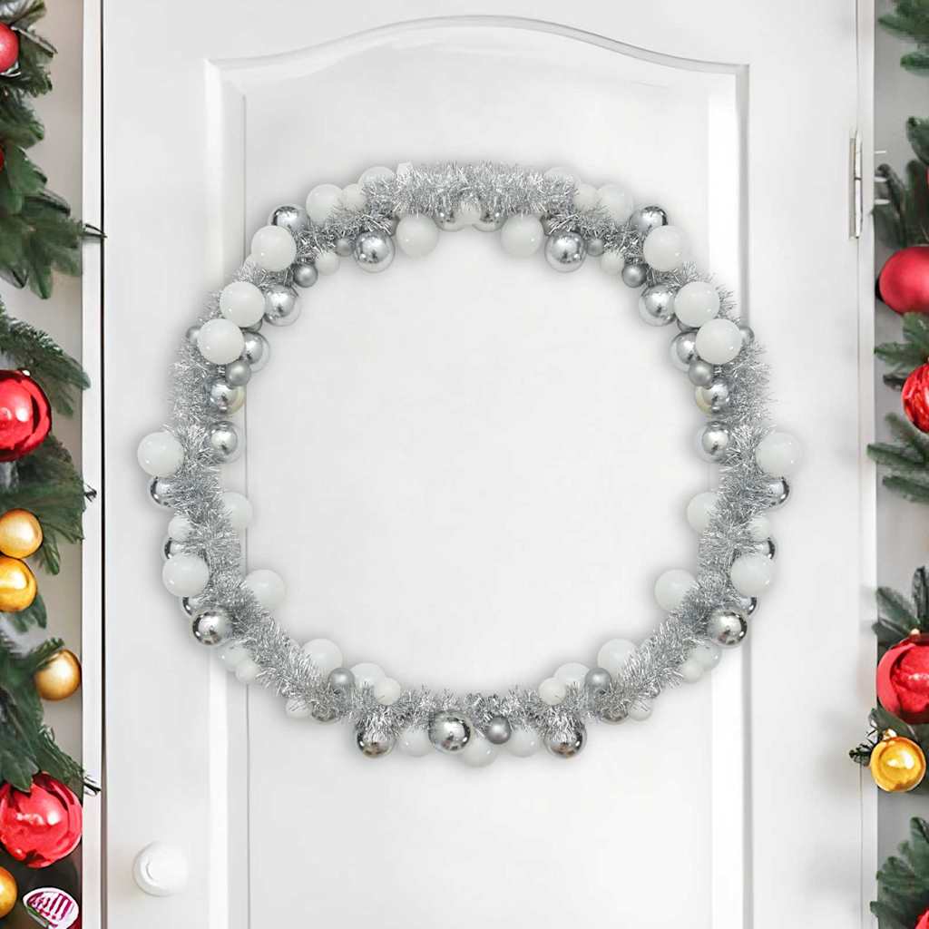 vidaXL Christmas Ball Garland White and Silver 186 cm Polystyrene