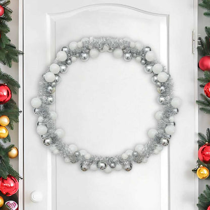 vidaXL Christmas Ball Garland White and Silver 186 cm Polystyrene