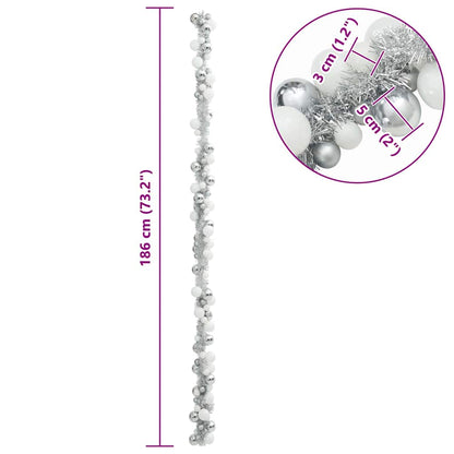 vidaXL Christmas Ball Garland White and Silver 186 cm Polystyrene