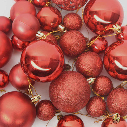 vidaXL Christmas Bauble Set with 150 LEDs 61 pcs Red Plastic