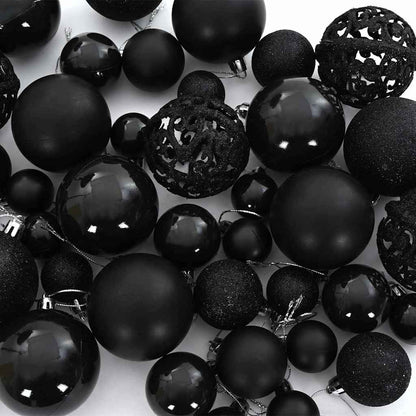 vidaXL Christmas Bauble Set with 300 LEDs 120 pcs Black Plastic