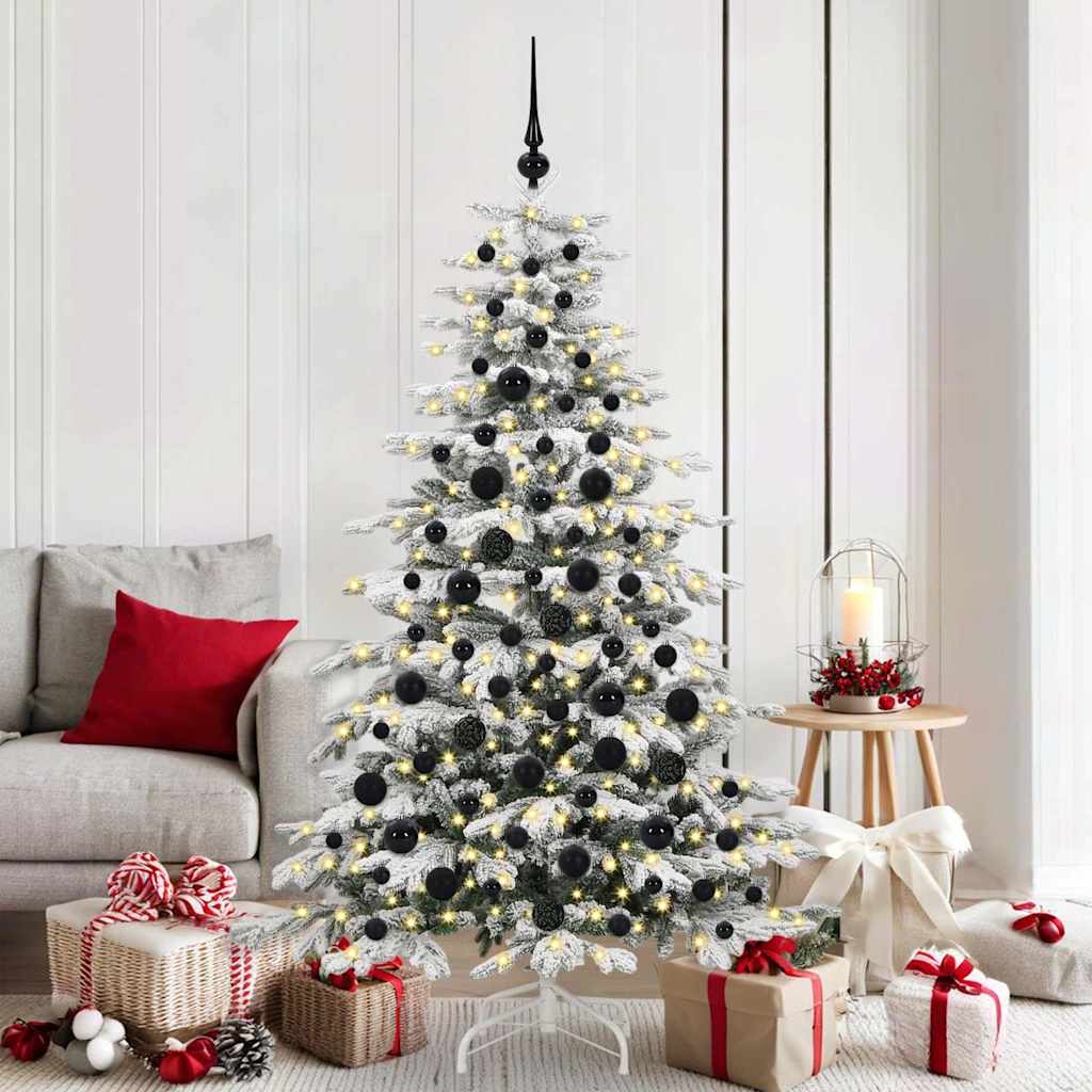 vidaXL Christmas Bauble Set with 300 LEDs 120 pcs Black Plastic