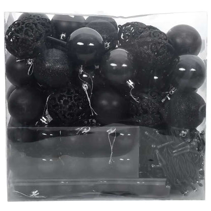 vidaXL Christmas Bauble Set with 300 LEDs 120 pcs Black Plastic