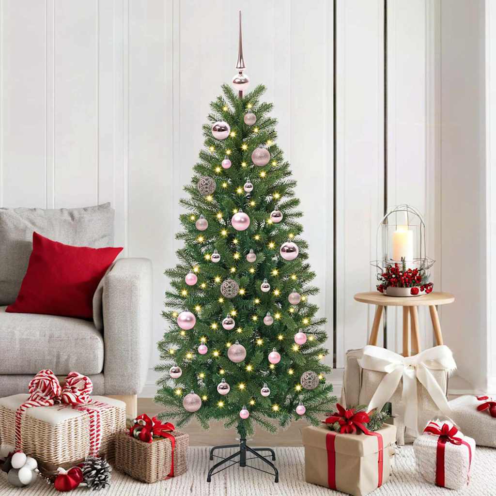 vidaXL Christmas Bauble Set with 150 LEDs 61 pcs Pink Plastic