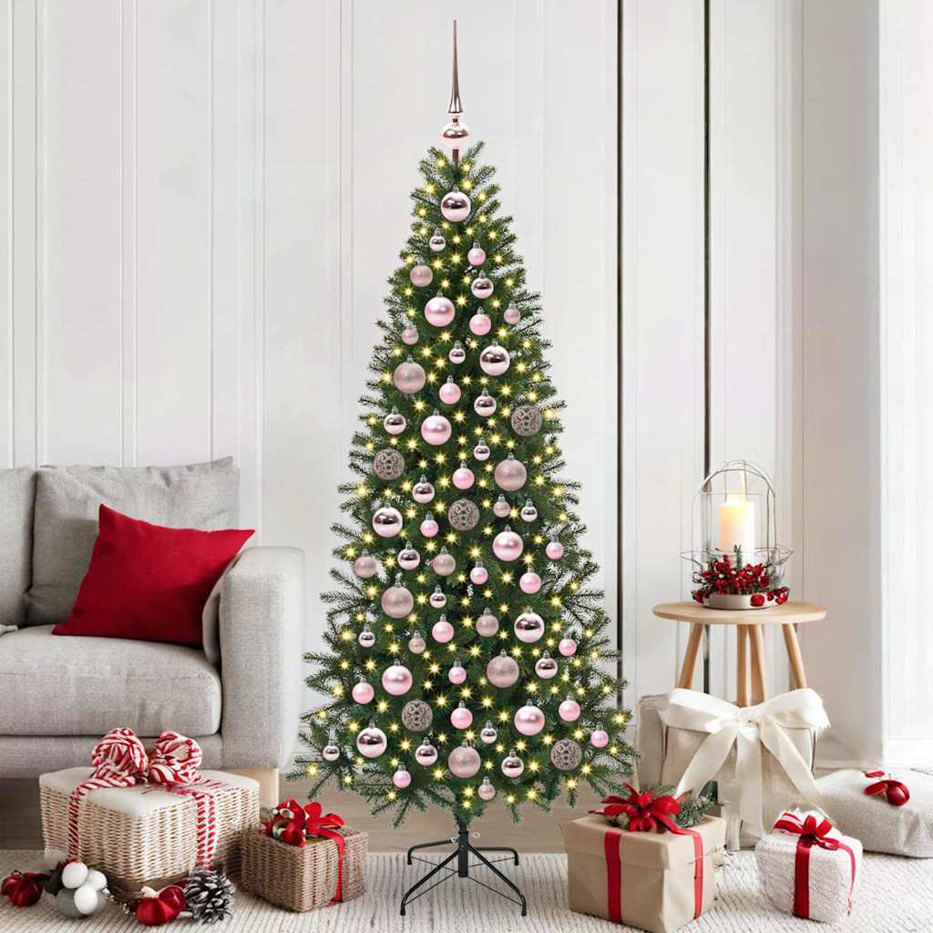 vidaXL Christmas Bauble Set with 300 LEDs 120 pcs Pink Plastic