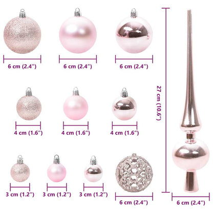vidaXL Christmas Bauble Set with 300 LEDs 120 pcs Pink Plastic