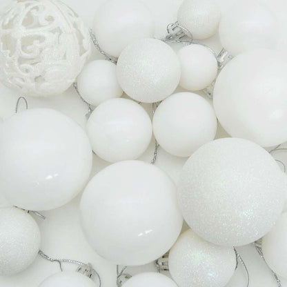 vidaXL Christmas Bauble Set with 150 LEDs 61 pcs White Plastic