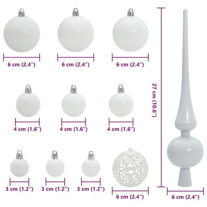 vidaXL Christmas Bauble Set with 300 LEDs 120 pcs White Plastic