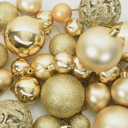 vidaXL Christmas Bauble Set with 150 LEDs 61 pcs Gold Plastic