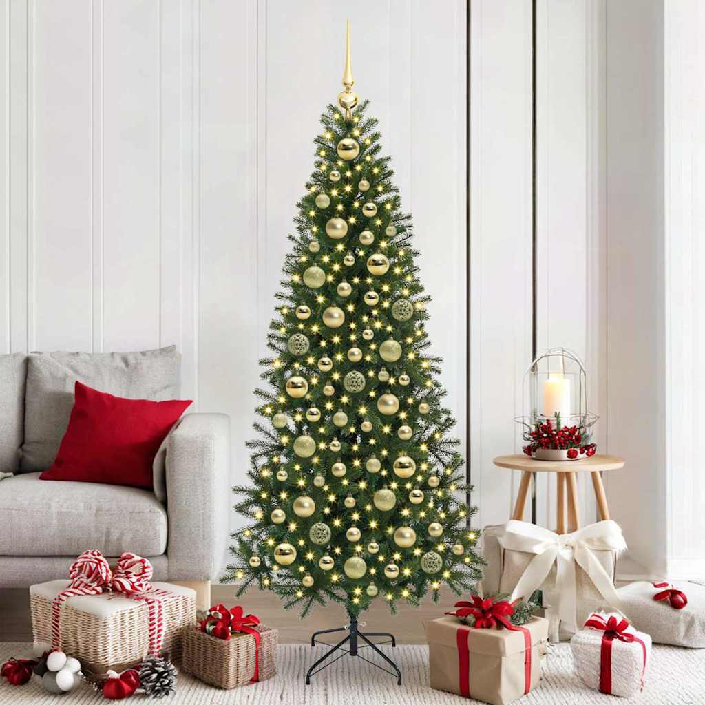 vidaXL Christmas Bauble Set 120 pcs Gold Ø 2.36 in Plastic 300 LEDs