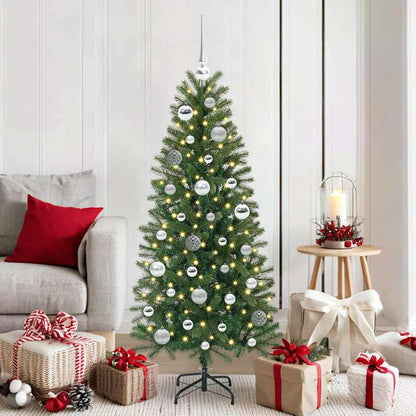 vidaXL Christmas Bauble Set with 150 LEDs 61 pcs Silver Plastic