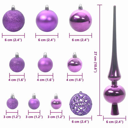 vidaXL Christmas Bauble Set with 150 LEDs 61 pcs Lilac Plastic