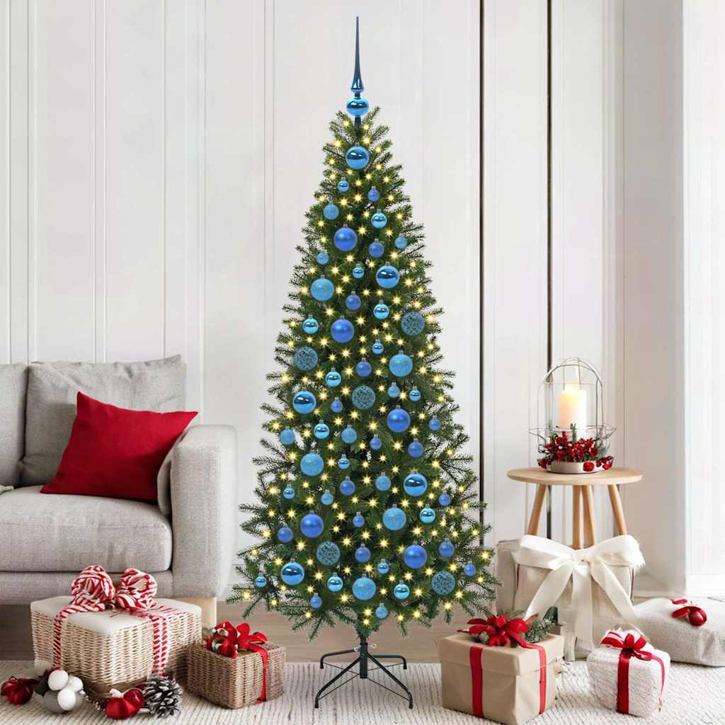 vidaXL Christmas Bauble Set with 300 LEDs 120 pcs Blue Plastic