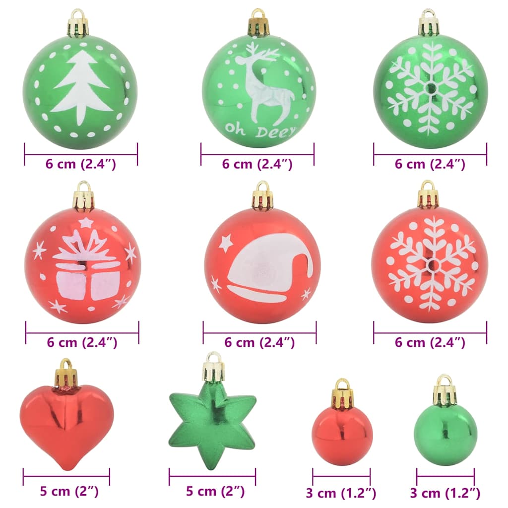 vidaXL Christmas Bauble Set 40 pcs Red and Green Plastic