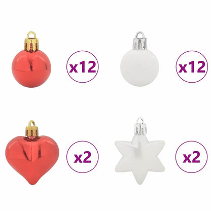 vidaXL Christmas Bauble Set 40 pcs Red and White Plastic