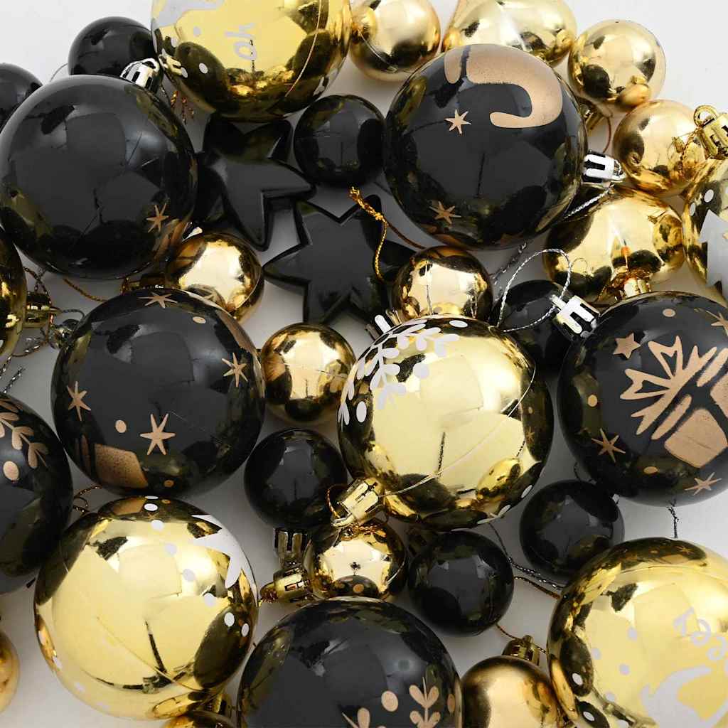 vidaXL Christmas Bauble Set 40 pcs Black and Gold Plastic