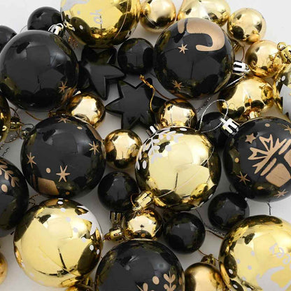 vidaXL Christmas Bauble Set 40 pcs Black and Gold Plastic