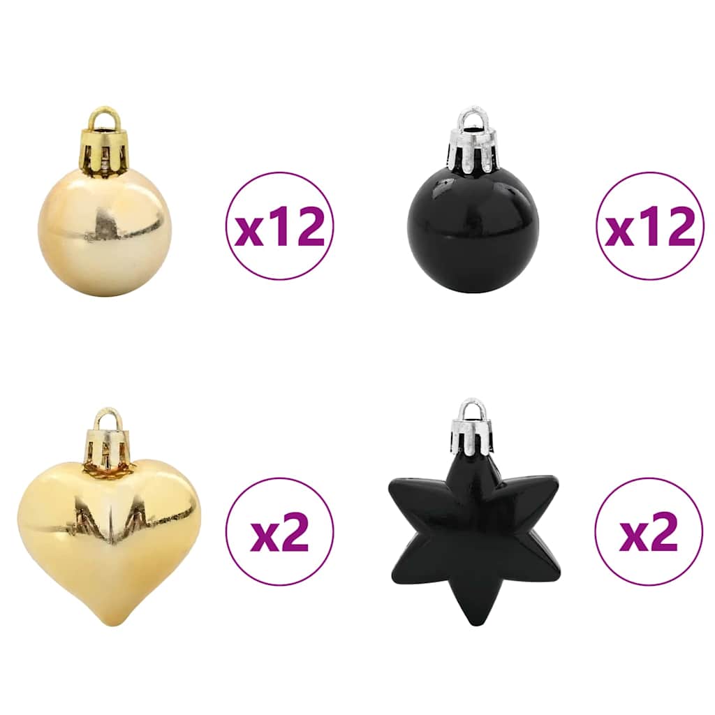vidaXL Christmas Bauble Set 40 pcs Black and Gold Plastic