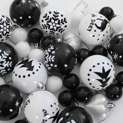 vidaXL Christmas Bauble Set 40 pcs Black and White Plastic