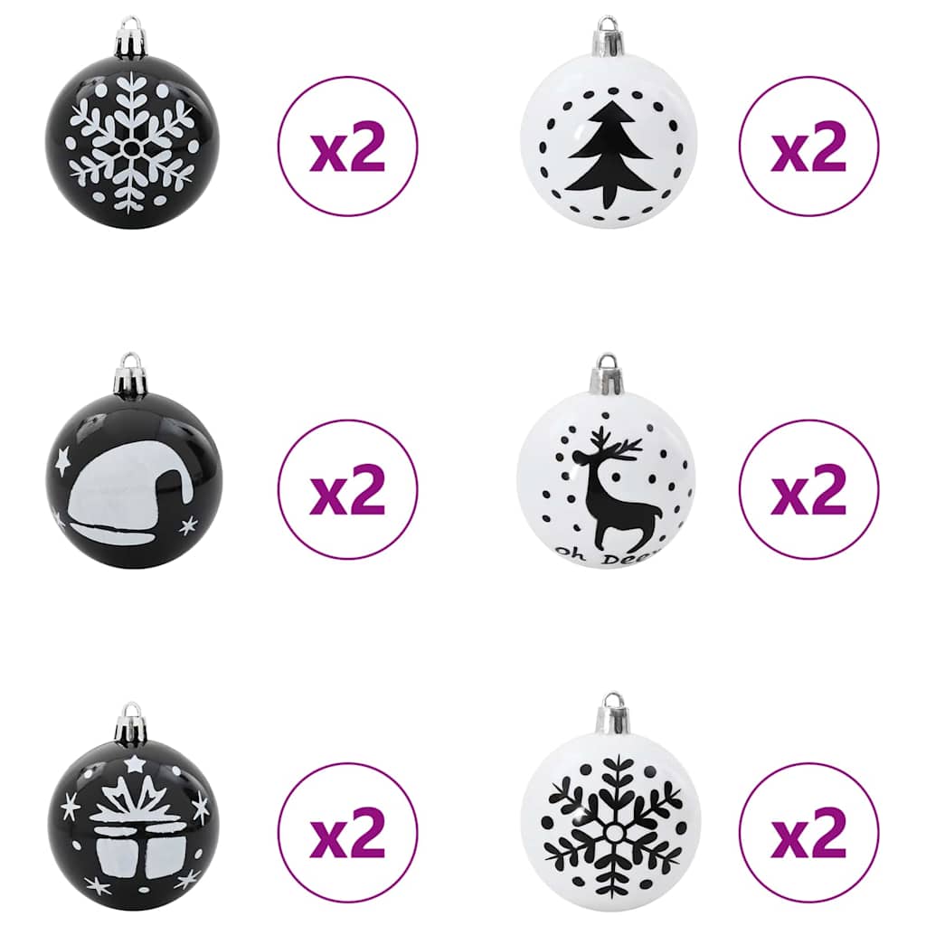 vidaXL Christmas Bauble Set 40 pcs Black and White Plastic