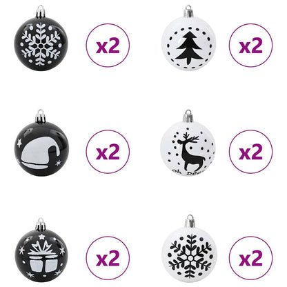 vidaXL Christmas Bauble Set 40 pcs Black and White Plastic
