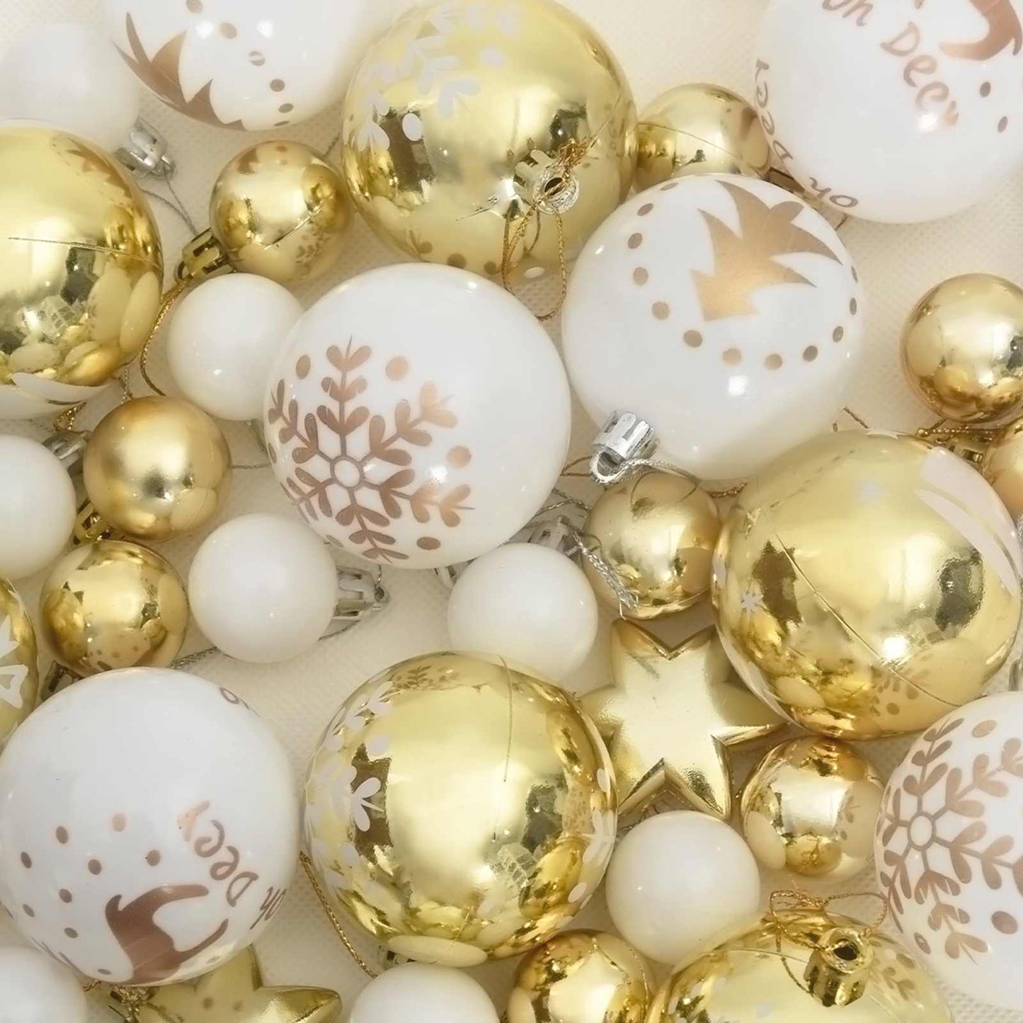 vidaXL Christmas Bauble Set 40 pcs White and Gold Plastic