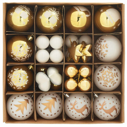 vidaXL Christmas Bauble Set 40 pcs White and Gold Plastic