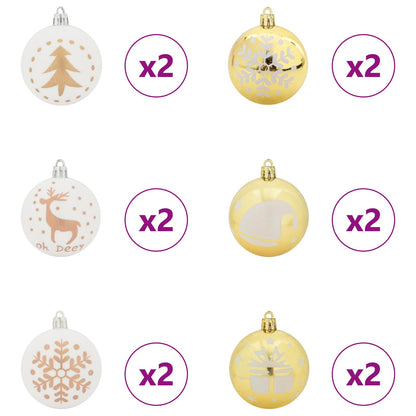vidaXL Christmas Bauble Set 40 pcs White and Gold Plastic