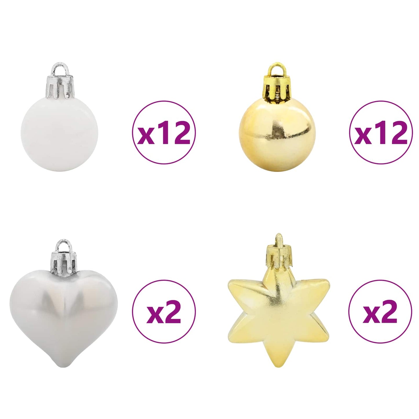 vidaXL Christmas Bauble Set 40 pcs White and Gold Plastic