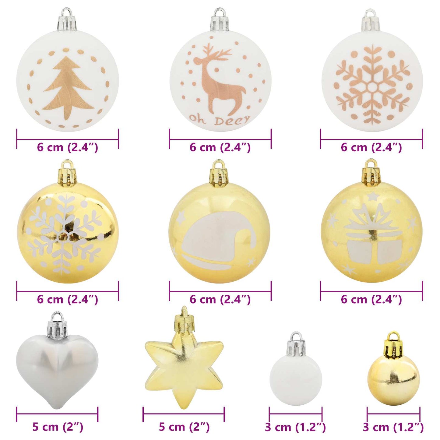 vidaXL Christmas Bauble Set 40 pcs White and Gold Plastic