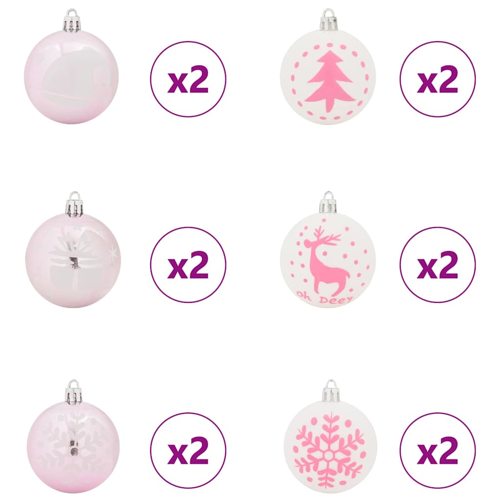 vidaXL Christmas Bauble Set 40 pcs White and Pink Plastic