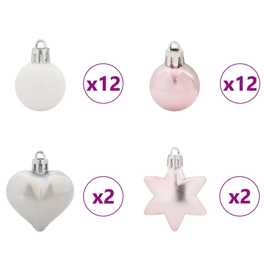 vidaXL Christmas Bauble Set 40 pcs White and Pink Plastic