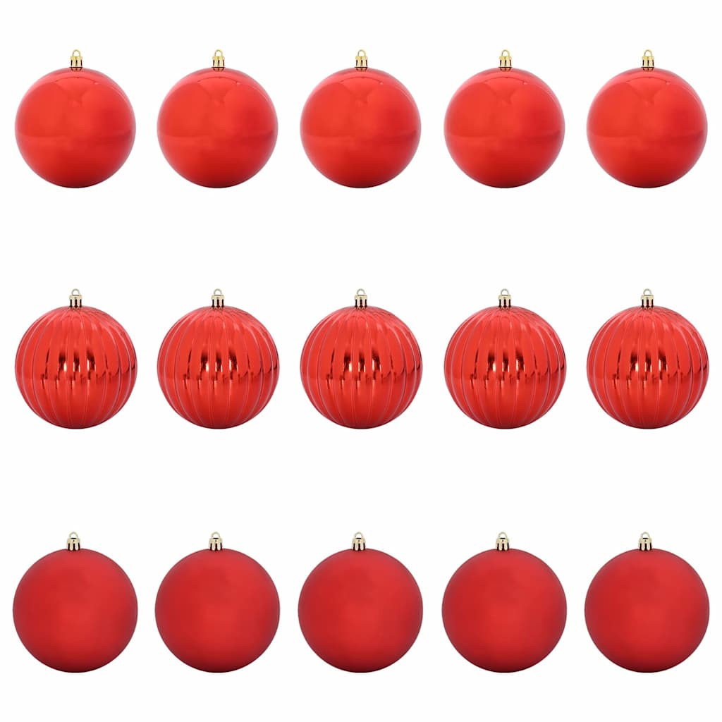 vidaXL Christmas Bauble Set XL 15 pcs Red Plastic
