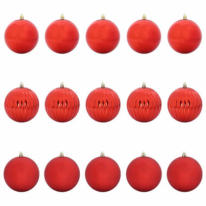 vidaXL Christmas Bauble Set XL 15 pcs Red Plastic