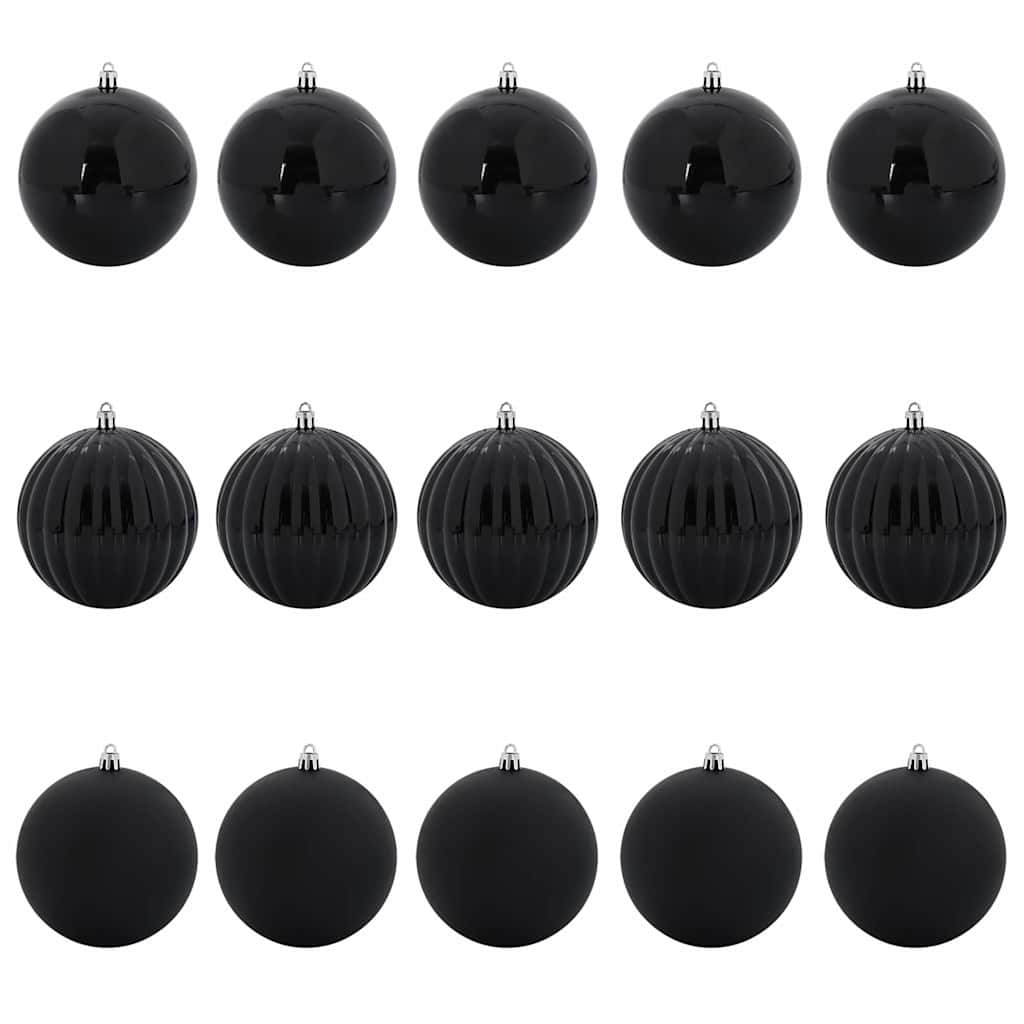 vidaXL Christmas Bauble Set XL 15 pcs Black Plastic