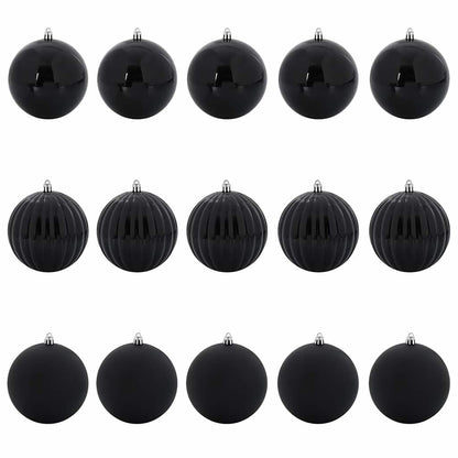 vidaXL Christmas Bauble Set XL 15 pcs Black Plastic