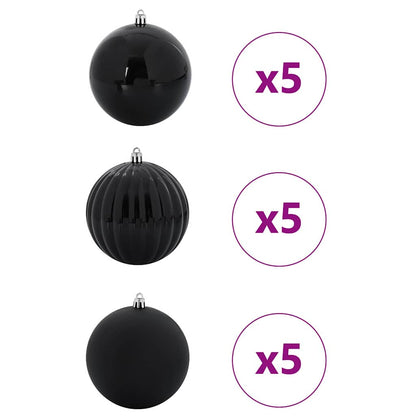 vidaXL Christmas Bauble Set XL 15 pcs Black Plastic