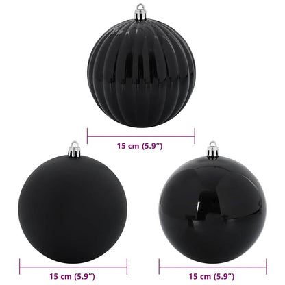 vidaXL Christmas Bauble Set XL 9 pcs Black Plastic