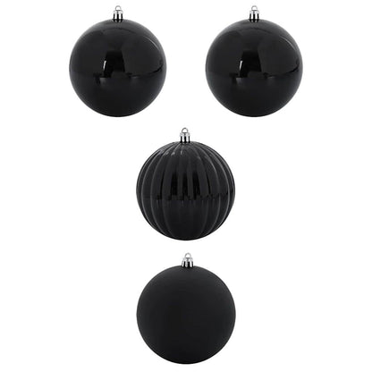 vidaXL Christmas Bauble Set XXL 4 pcs Black Plastic