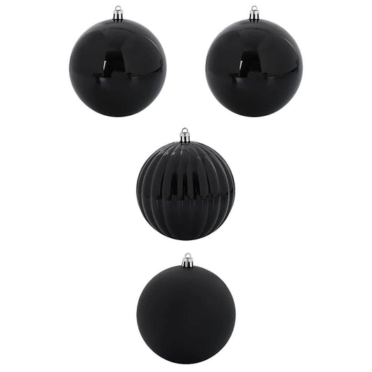 vidaXL Christmas Bauble Set XXL 4 pcs Black Plastic