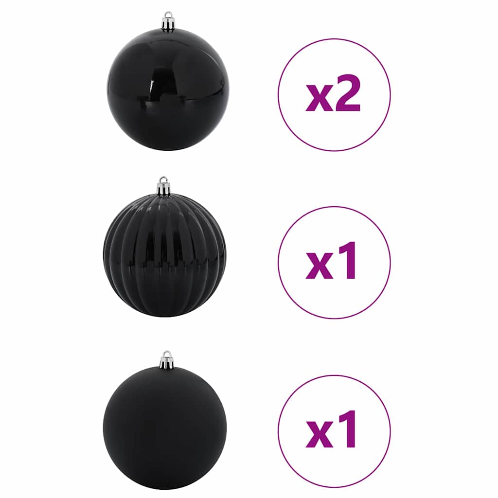 vidaXL Christmas Bauble Set XXL 4 pcs Black Plastic