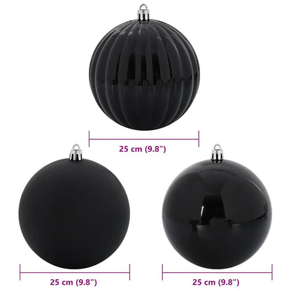 vidaXL Christmas Bauble Set XXL 3 pcs Black Plastic