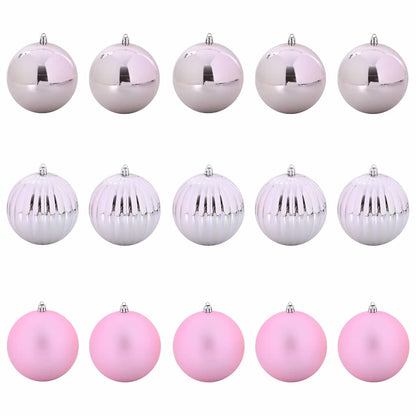 vidaXL Christmas Bauble Set XL 15 pcs Pink Plastic
