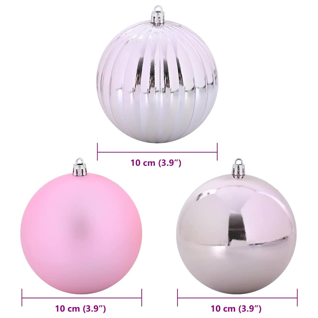 vidaXL Christmas Bauble Set XL 15 pcs Pink Plastic
