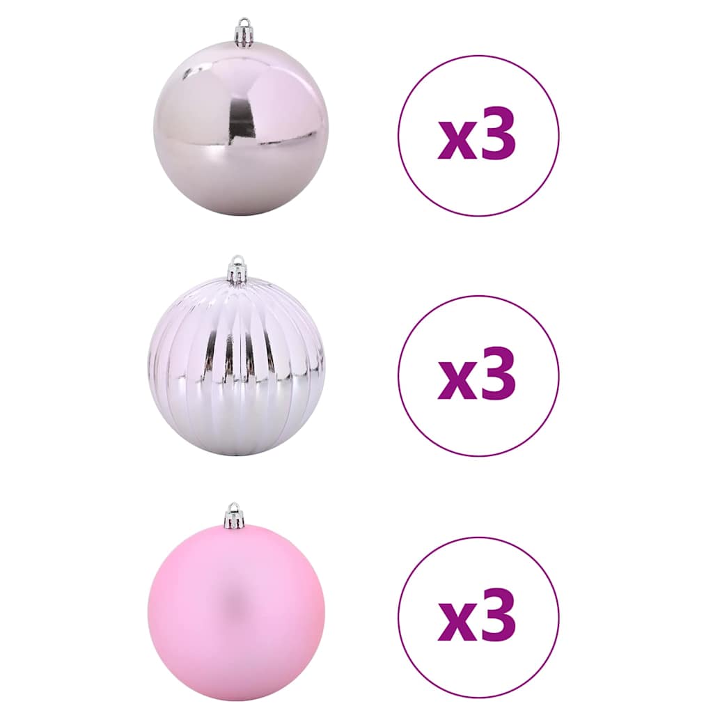 vidaXL Christmas Bauble Set XL 9 pcs Pink Plastic