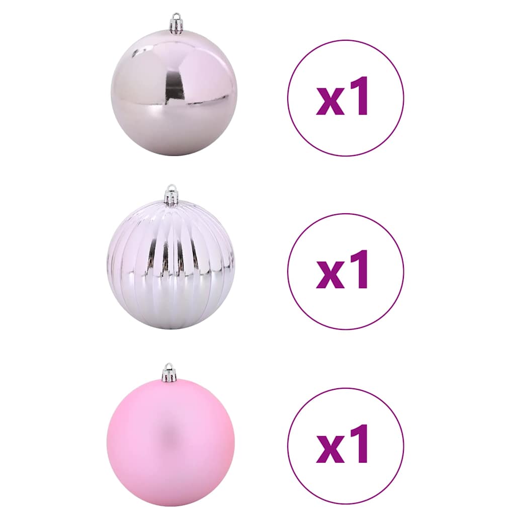 vidaXL Christmas Bauble Set XXL 3 pcs Pink Plastic