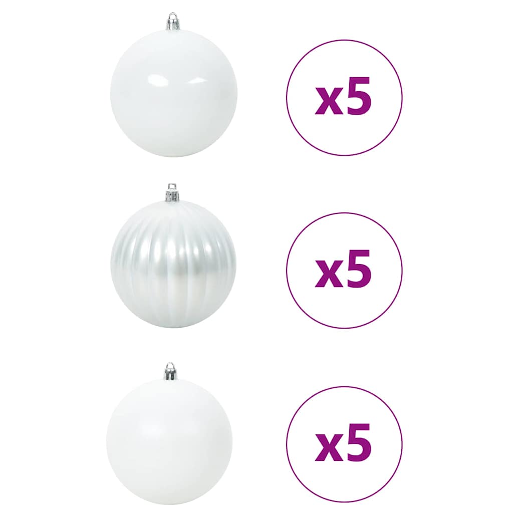 vidaXL Christmas Bauble Set XL 15 pcs White Plastic